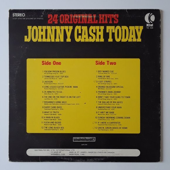 Johnny Cash. Today 24 Greatest Hits (PLUS 2x Photos Enclosed). 1974 - Picture 2 of 5